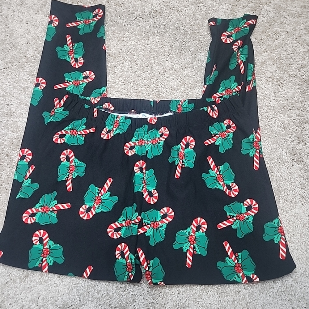 CELWBRATE TOGETHER Candy Cane WOMEN Print Leggings SZ L - Picture 3 of 7